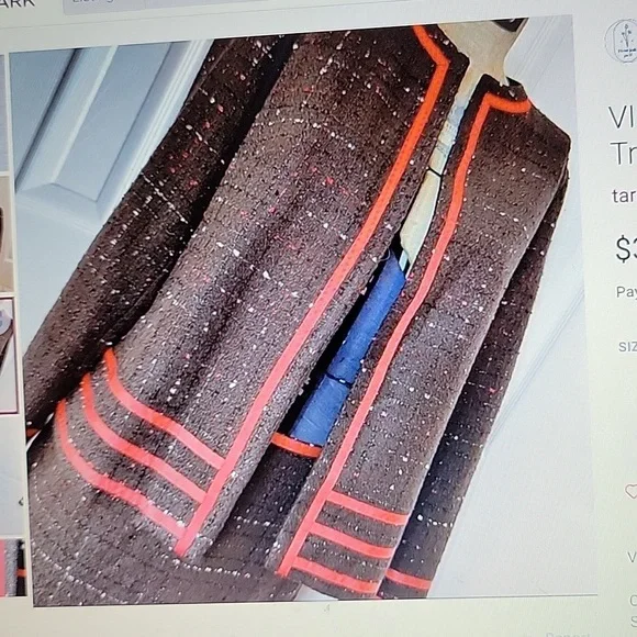 Tara Ryan brown black red textured skirt set red grosgrain ribbon trim 10 EUC - Picture 8 of 9